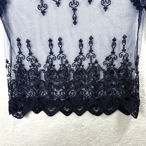 Simply Couture sz XL Boho Lace Sheer Top Embroidered Designer Hippie Peasant NWT - Picture 4 of 10